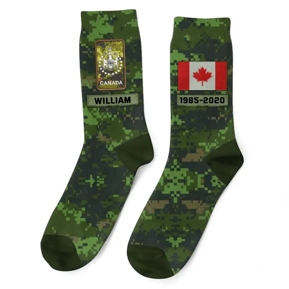 Personalized Canadian Veteran Rank Camo Custom Name 3D Sock Printed KVH24437