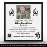 Personalized Upload Your Photo US Veteran Custom Rank & Name Wooden Frame Printed QTKVH24526