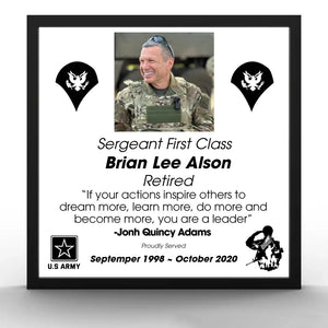 Personalized Upload Your Photo US Veteran Custom Rank & Name Wooden Frame Printed QTKVH24526