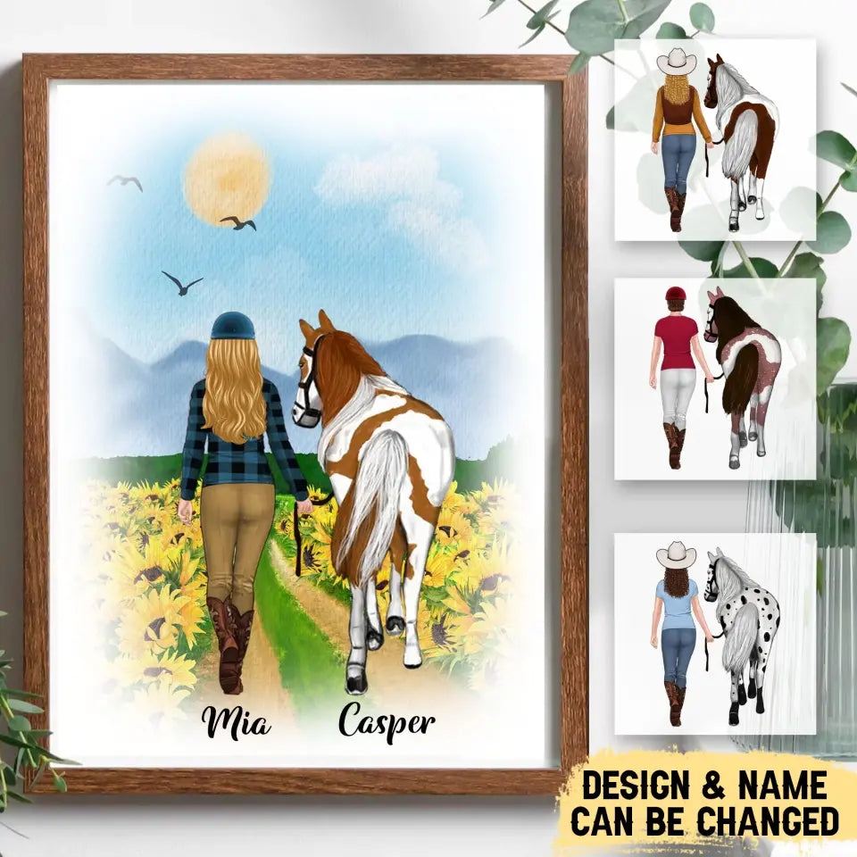 Personalized Horse Girl Sunflower Road
Custom Name Poster Printed LVA24528