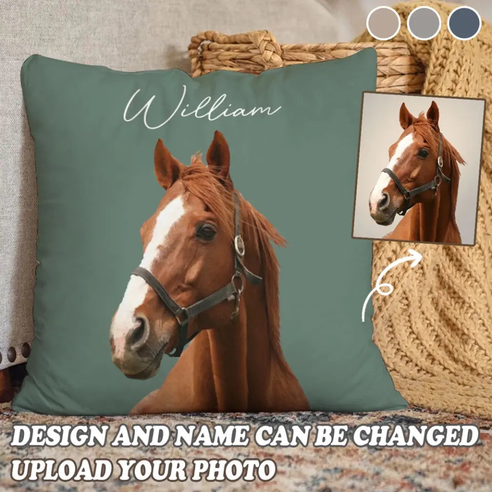 Personalized Upload Your Horse Photo Horse Lovers Gift Pillow Printed HN24527