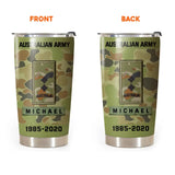 Personalized Austrlian Army Rank Camo Tumbler Printed KVH24523