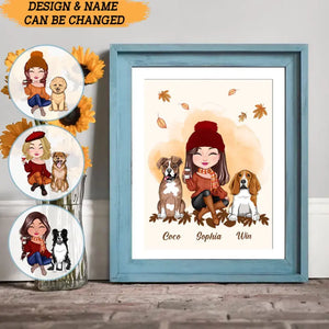 Personalized Dog Mom Fall Season Dog Lovers Gift Frame Poster Printed HN24534