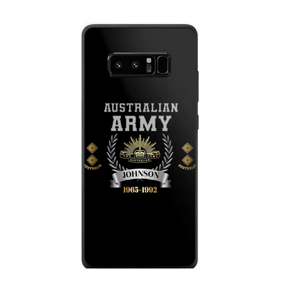 Personalized Australian Army Rank Camo Custom Name & Time Phonecase Printed AHVQ24540