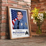 Personalized Upload Your Photo US Police Retired Custom Rank Name & Department Poster Printed LVA24554