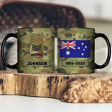 Personalized Australian Veteran Rank Camo Custom Name & Served Time Black Mug Printed KVH24289