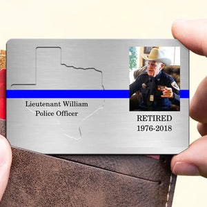 Personalized Upload Your Photo Retired Police Officer US State Aluminum Wallet Card Printed QTHN24559