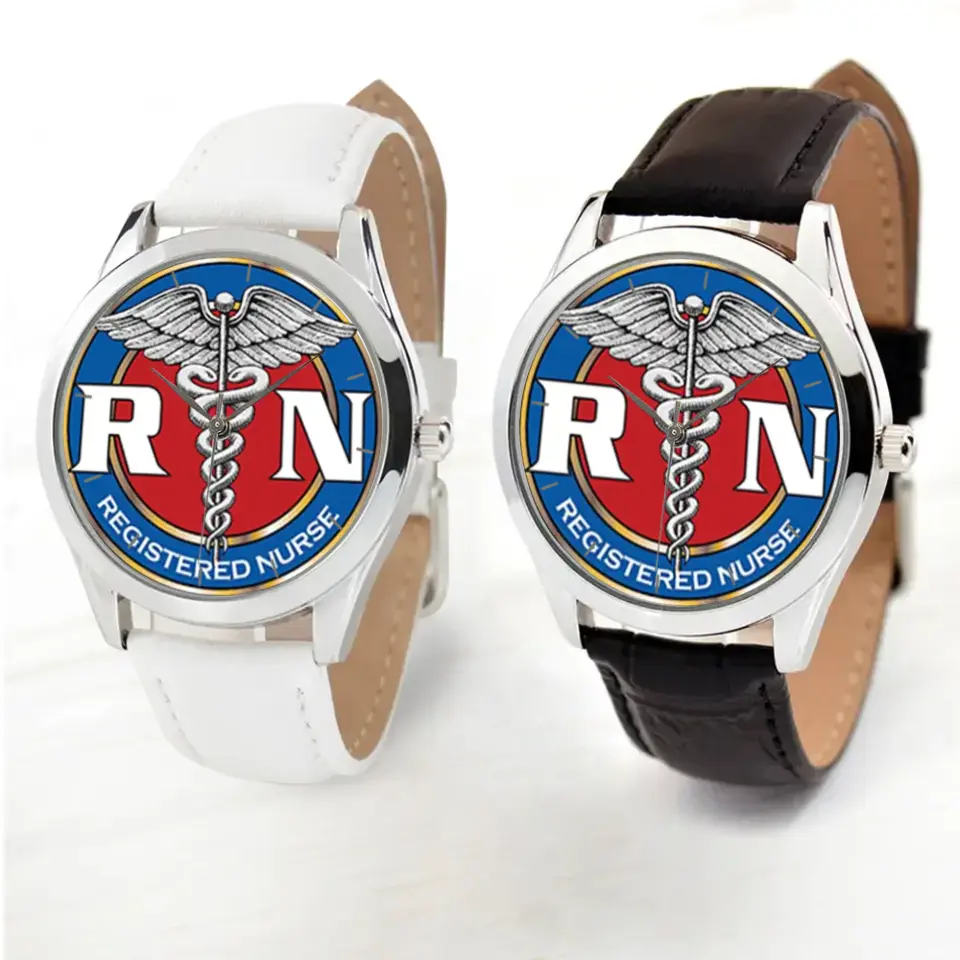 Personalized Medical Nurse Logo Registered Nurse Gift For Nurse Women Watch Leather Band Printed AHHN24565