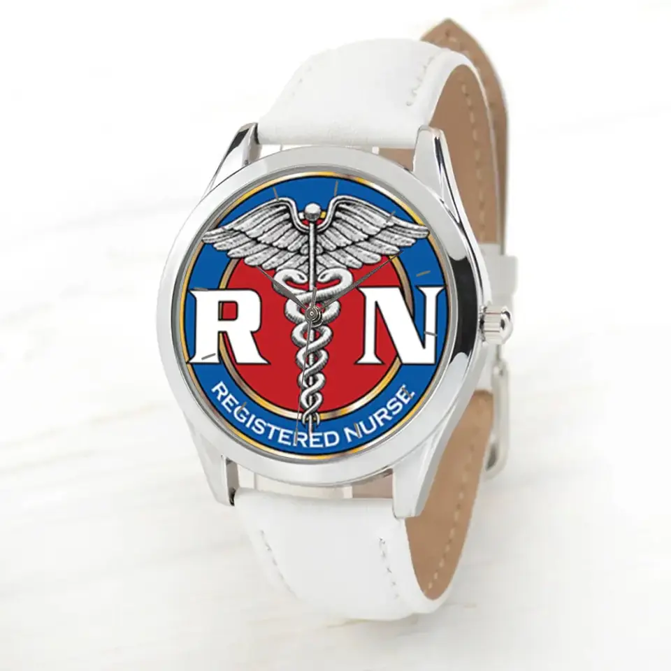 Personalized Medical Nurse Logo Registered Nurse Gift For Nurse Women Watch Leather Band Printed AHHN24565