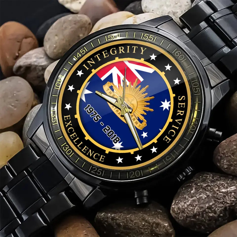 Personalized Integrity Service Excellence Australian Army Logo Watch Printed AHVQ24583