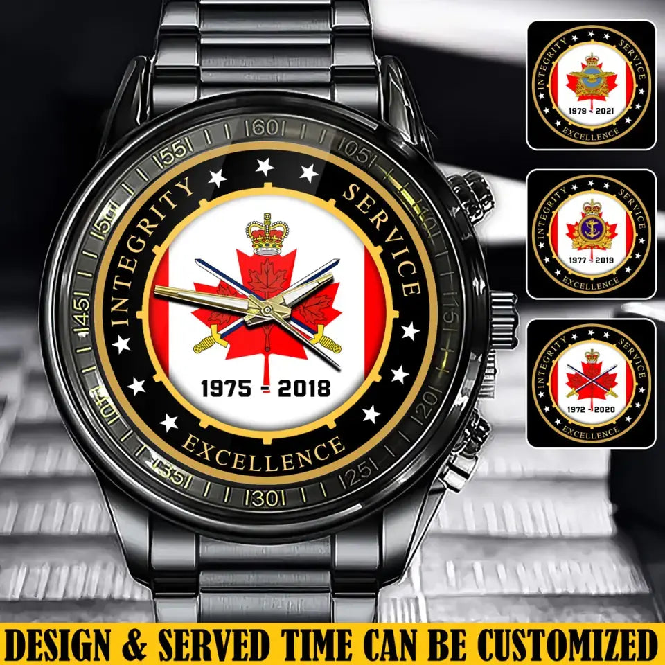 Personalized Integrity Service Excellence Canadian Army Logo Watch Printed AHVQ24583