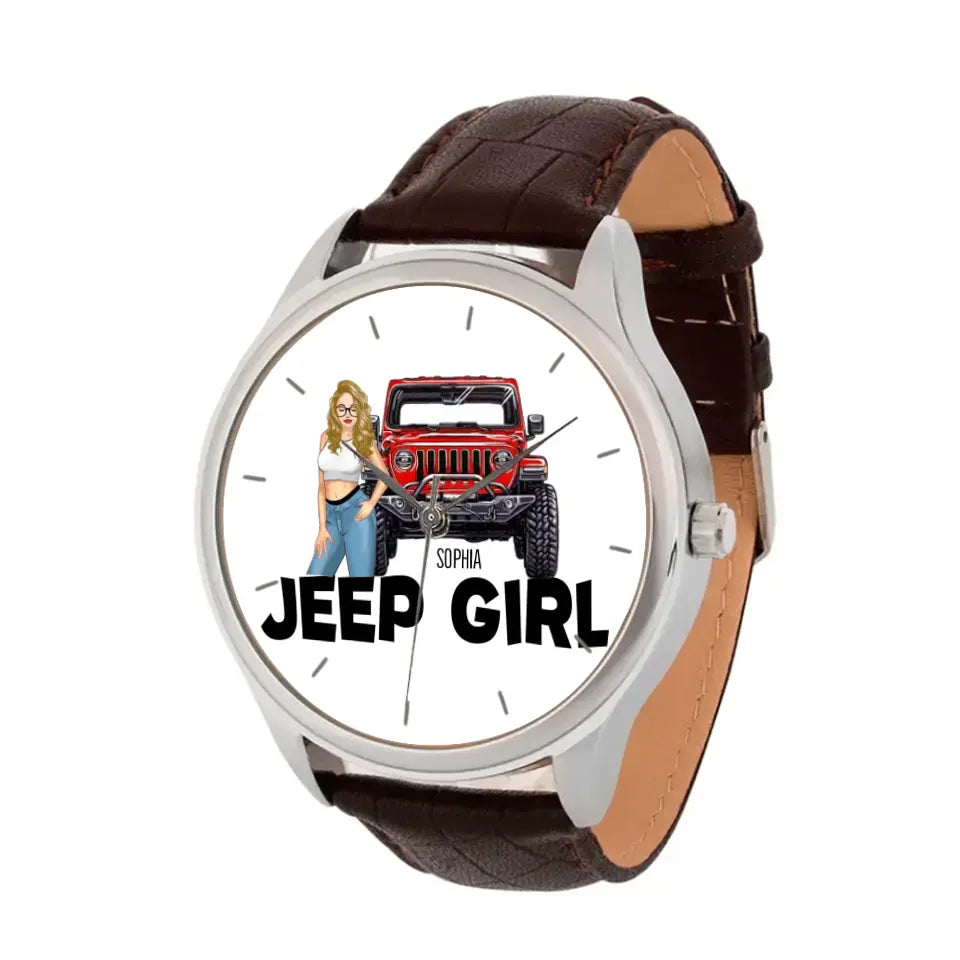 Personalized Jeep Girl Custom Name Women Watch Leather Band Printed HN24574