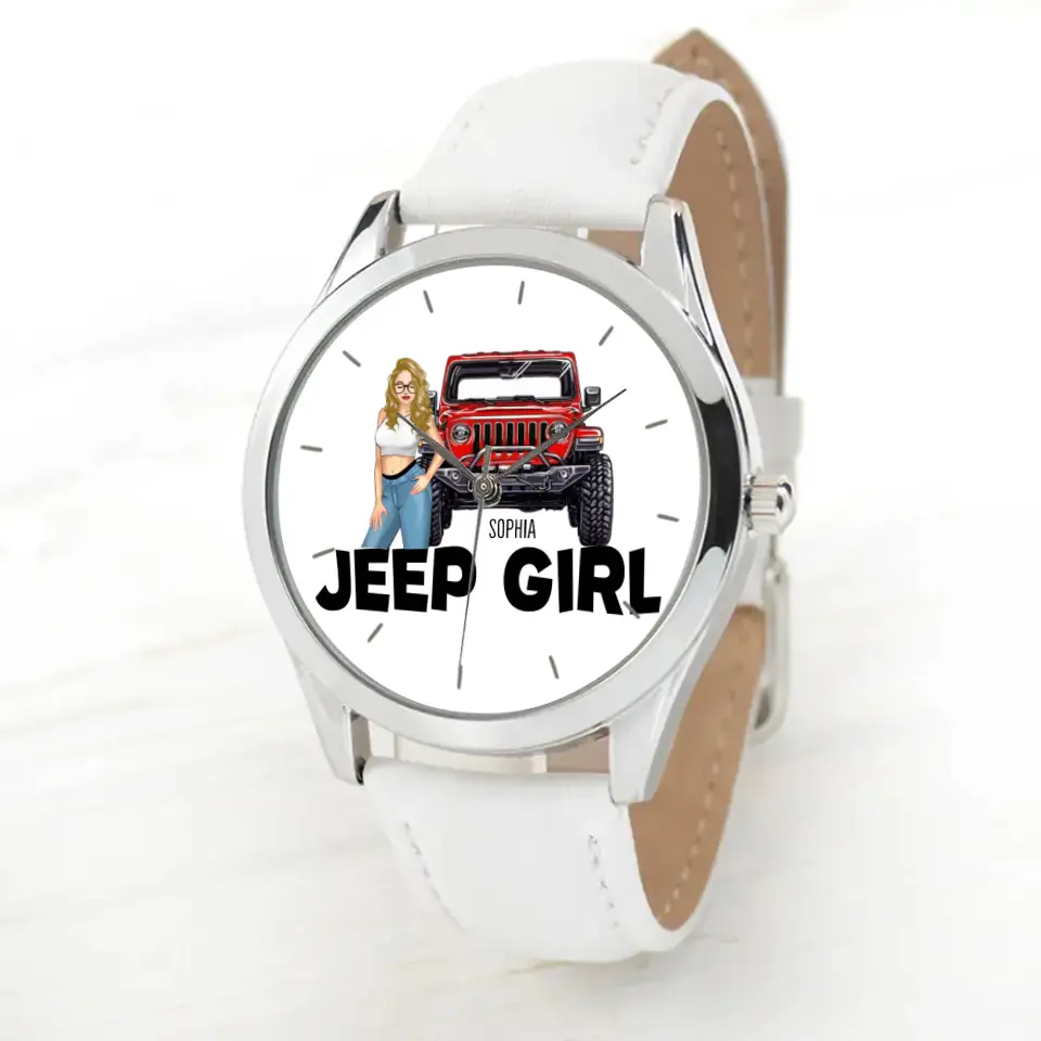 Personalized Jeep Girl Custom Name Women Watch Leather Band Printed HN24574