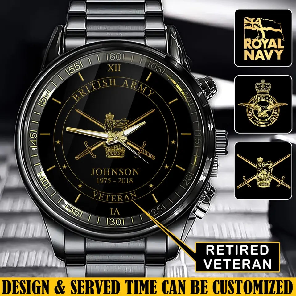 Personalized British Army Logo Custom Name & Time Watch Printed AHVQ24585