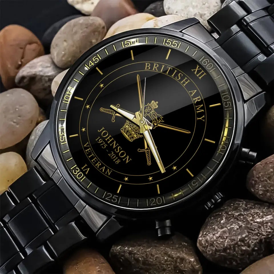 Personalized British Army Logo Custom Name & Time Watch Printed AHVQ24585