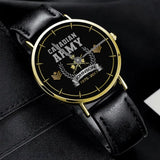 Personalized Canadian Army Logo Rank Camo Custom Name & Time Woman Watch Leather Band Printed AHKVH24587