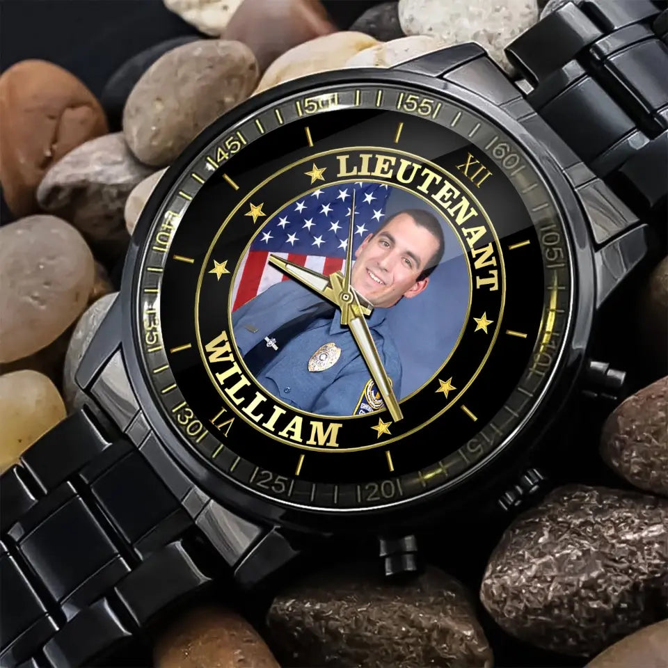 Personalized Upload Your Photo US Police Custom Rank & Name Watch Printed QTLVA24578