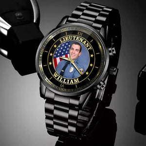 Personalized Upload Your Photo US Police Custom Rank & Name Watch Printed QTLVA24578