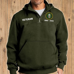 Personalize US Military Veteran Retired 1/4 Zip Hoodie Print QTHN1724