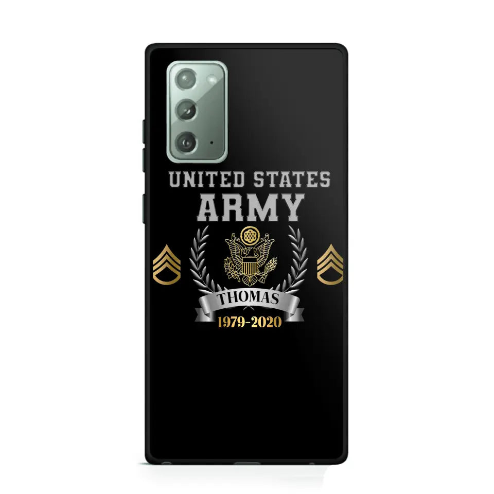 Personalized US Army Rank Camo Custom Name & Time Phonecase Printed AHVQ24540