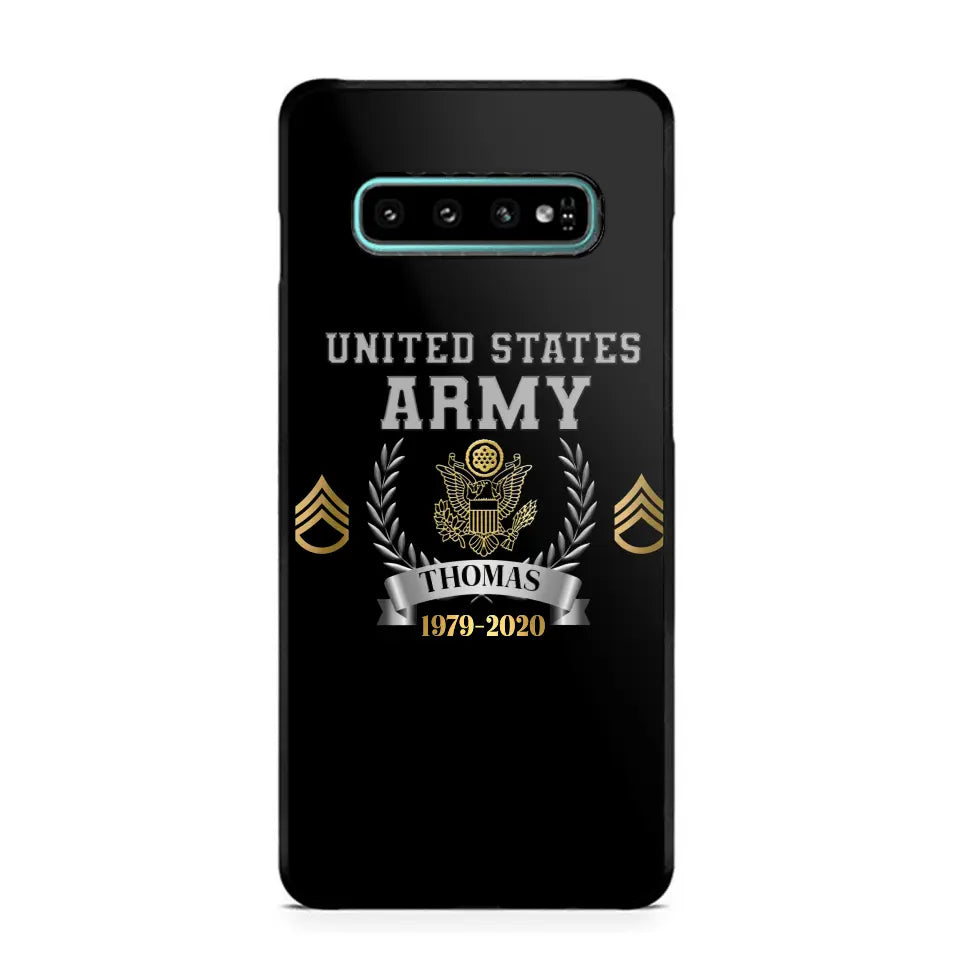 Personalized US Army Rank Camo Custom Name & Time Phonecase Printed AHVQ24540