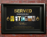 Personalized Served Retired US Army Rank Camo Custom Name Poster Printed AHKH24478