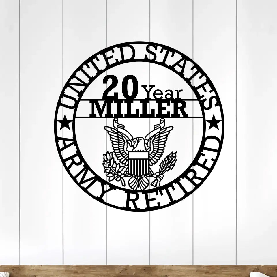 Personalized US Army Retired Logo Metal Sign Printed QTKVH24443