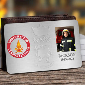 Personalized Upload Your Firefighter Photo Custom Time & Name Aluminum Wallet Card Printed KVH24607