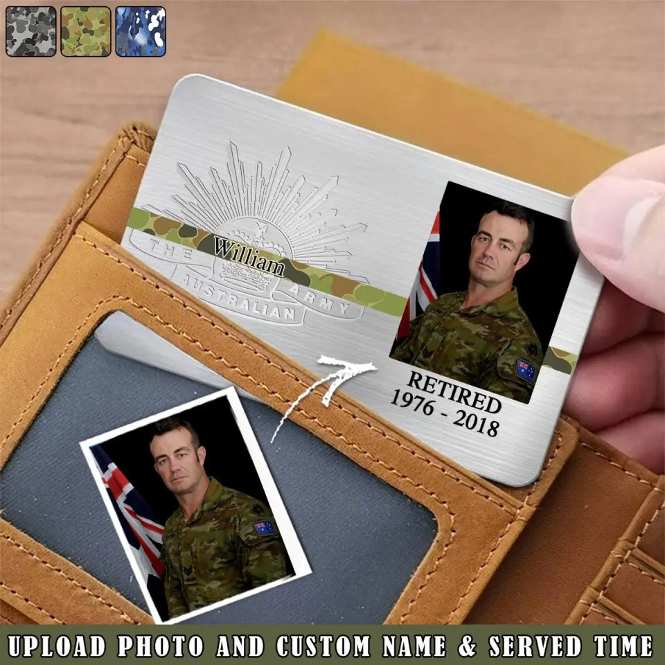 Personalized Upload Your Photo Australian Police Logo Custom Name & Time Aluminum Wallet Card Printed QTVQ24620