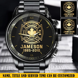 Personalized Retired Canadian Firefighter Custom Name & Served Time Watch Printed QTKH24623