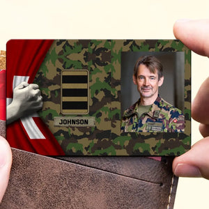 Personalized Upload Your Photo Swiss Veteran Rank Camo Custom Name Aluminum Wallet Card Printed VQ24610