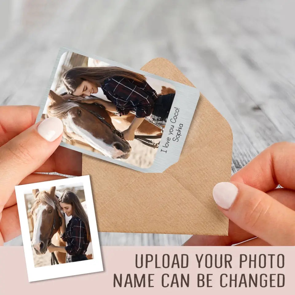 Personalized Upload Your Horse Photo Horse Lovers Gift Aluminum Wallet Card Printed HN24616