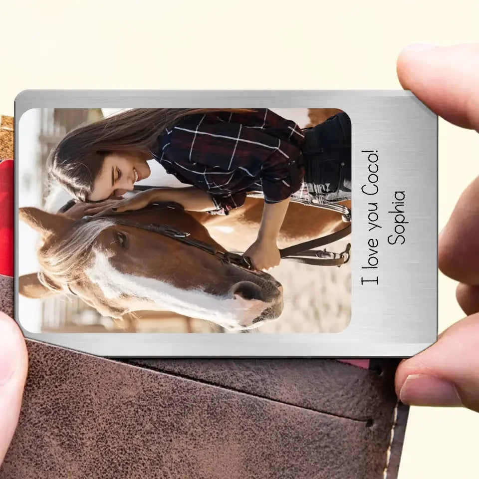 Personalized Upload Your Horse Photo Horse Lovers Gift Aluminum Wallet Card Printed HN24616