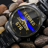 Personalized Retired Police Blue Line Custom Name & ID Watch Printed QTKH24634