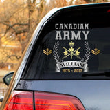 Personalized Canadian Army Logo Custom Rank & Name Decal Printed AHHN24639