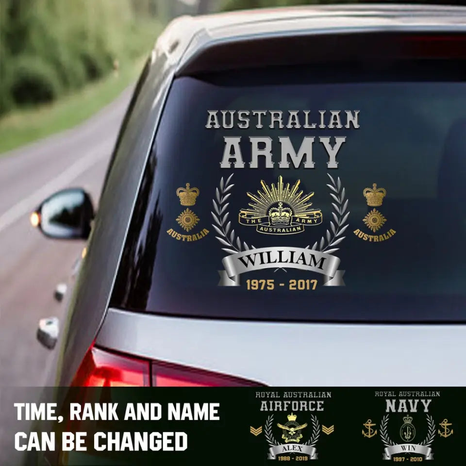 Personalized Australian Army Logo Custom Rank & Name Decal Printed AHHN24639