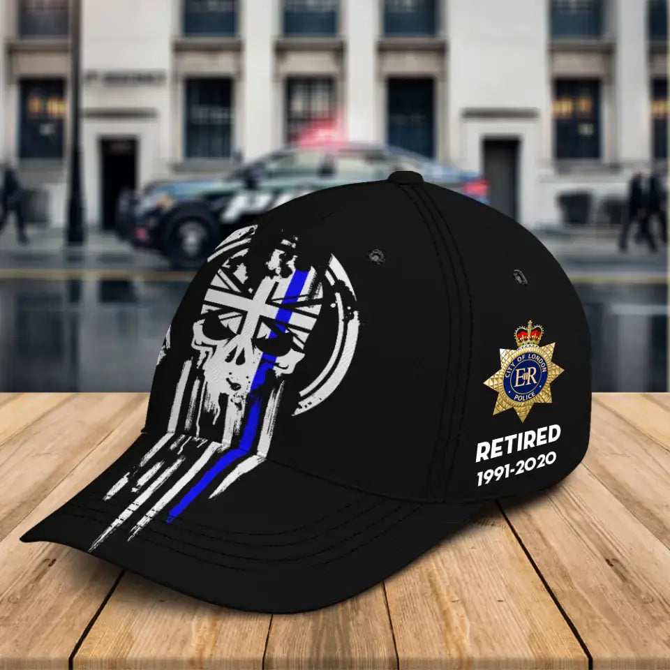 Personalized Retired UK Police Logo Custom Time Black Cap 3D Printed QTKH24614