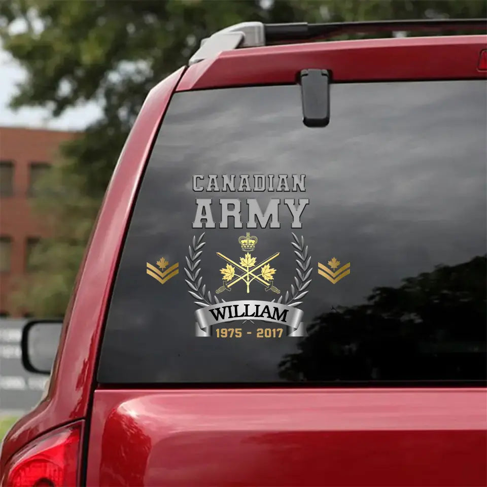Personalized Canadian Army Logo Custom Rank & Name Decal Printed AHHN24639