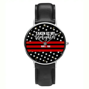 Personalized Taken By My Firefighter Red Line Custom ID Women Watch Printed QTVQ24646