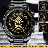 Personalized United States Army Retired Rank Camo Custom Name & Served Time Watch Printed AHVA24652
