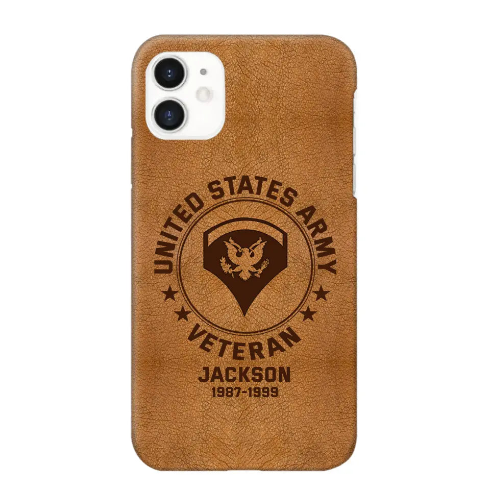 Personalized US Military Leather Texture Phone Case Printed QTPN301