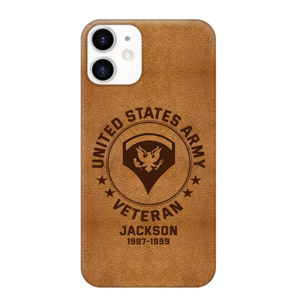 Personalized US Military Leather Texture Phone Case Printed QTPN301