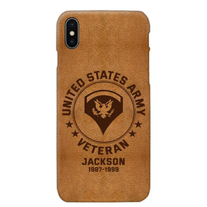 Personalized US Military Leather Texture Phone Case Printed QTPN301