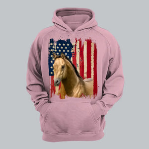 Personalized Upload Your Horse Flag Photo Tshirt Printed 23MAR-DT14