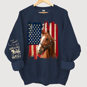 Personalized Upload Your Horse Photo Just A Girl Who Loves Horses Sweatshirt Printed HN24627