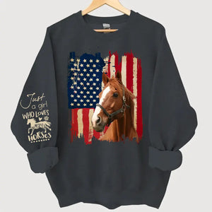 Personalized Upload Your Horse Photo Just A Girl Who Loves Horses Sweatshirt Printed HN24627