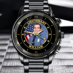 Personalized Upload Your Photo US Police Custom Rank & Name Watch Printed QTLVA24578