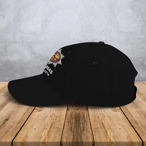 Personalized UK Firefighter Logo Custom Name & Time Black Cap Printed LVA24691