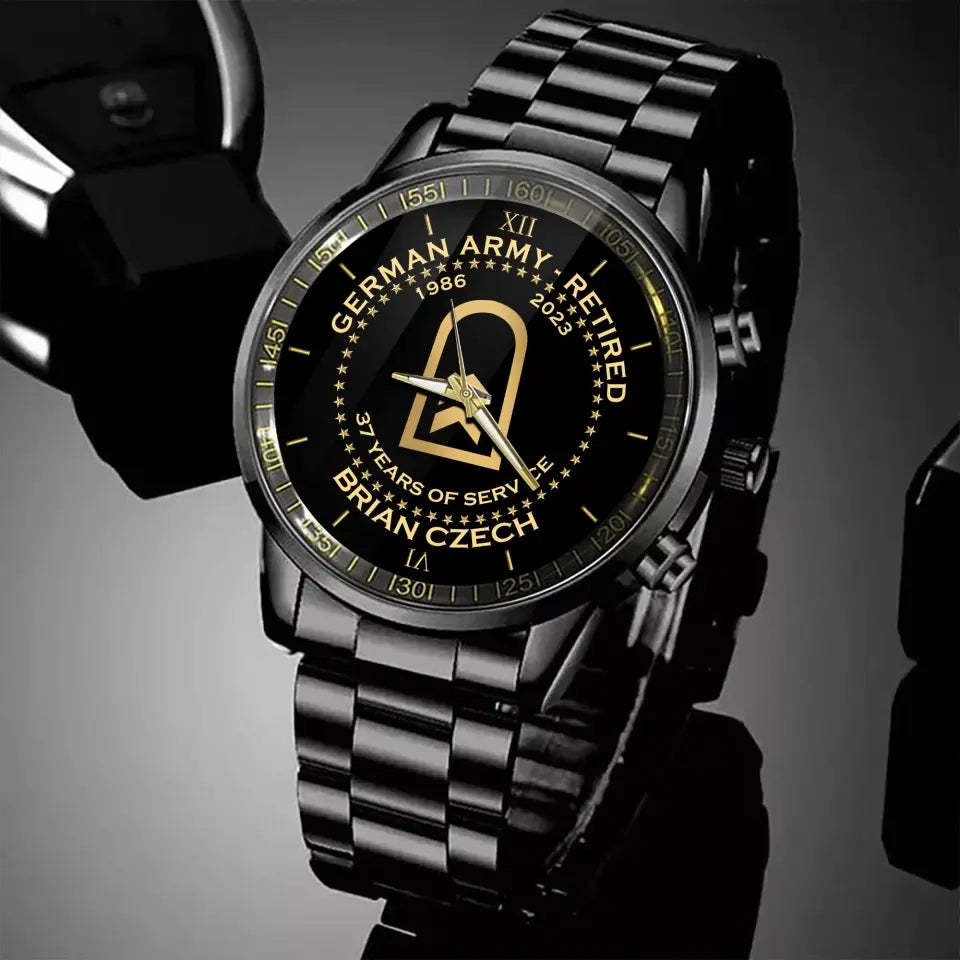 Personalized Germany Army Retired Custom Served Time & Name Watch Printed AHVA24696