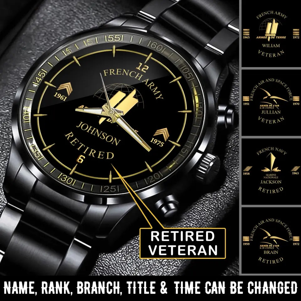 Personalized French Army Retired Custom Name & Rank Watch Printed AHVA24707